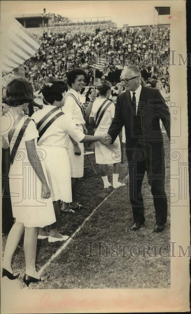 Press Photo Senator Barry Goldwater Greets Supporters at Football Stadium Event- Historic Images