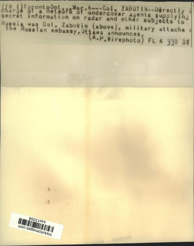Press Photo Russian Spy Colonel Zabotin - sax13358