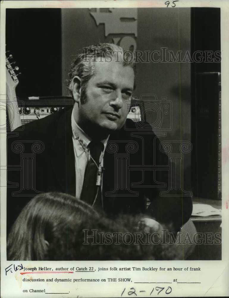 1974 Press Photo "Catch 22" Author Joseph Heller on TV Series "The Show"- Historic Images