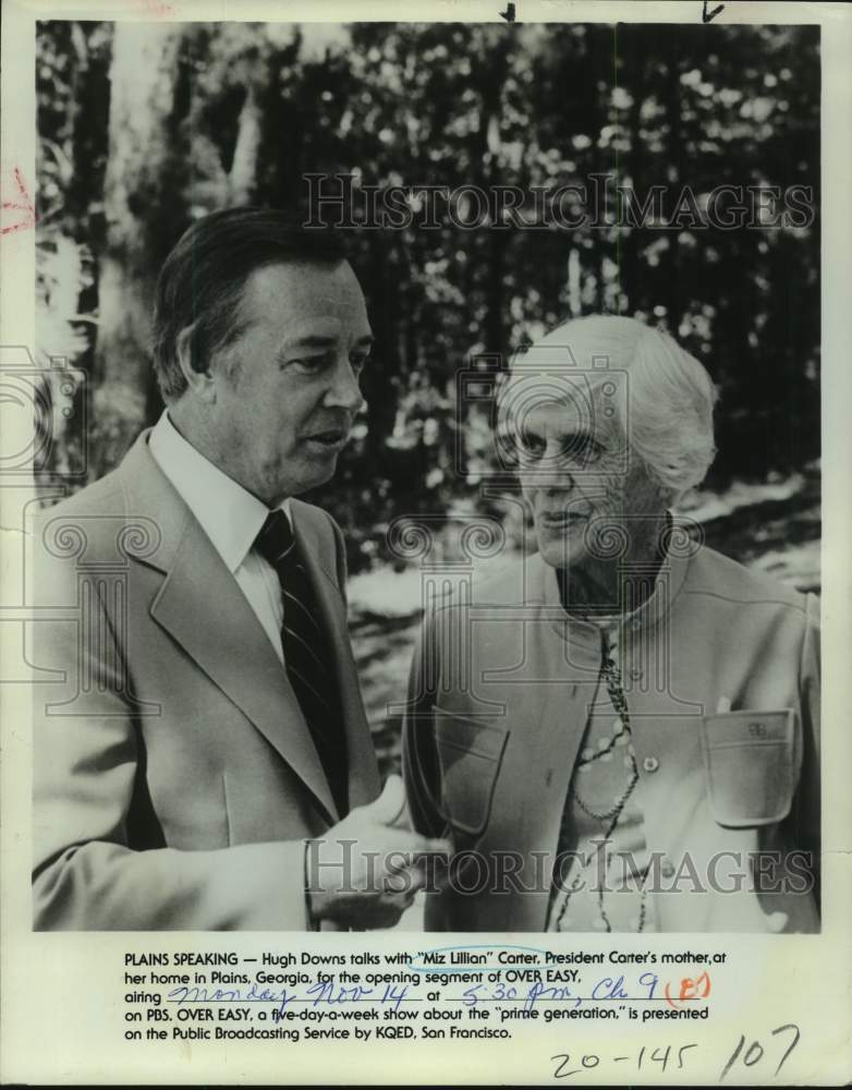 Press Photo "Over Easy" Host Hugh Downs Talks to Lillian Carter in Plains, GA- Historic Images
