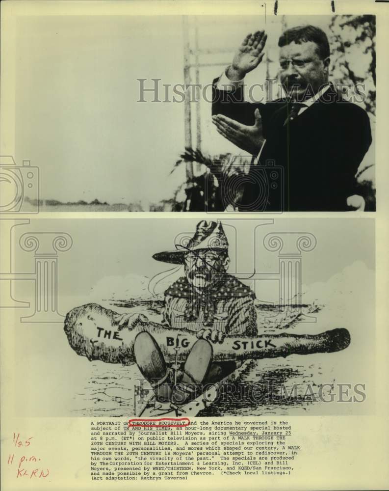 Press Photo President Theodore Roosevelt Portrait & Drawing - sax13458- Historic Images