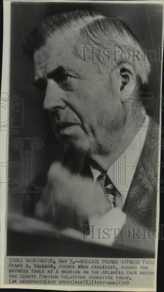 1949 Press Photo Henry A. Wallace Testifies at Senate Hearing, Washington- Historic Images