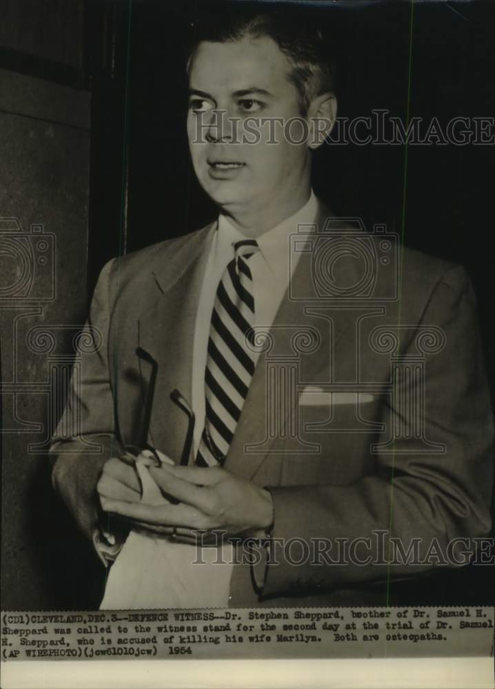 1954 Press Photo Sheppard Trial Defense Witness Dr. Stephen Sheppard, Cleveland- Historic Images