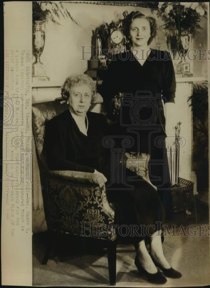 1948 Press Photo First Lady Mrs. Harry S. Truman & Daughter Margaret, Washington- Historic Images