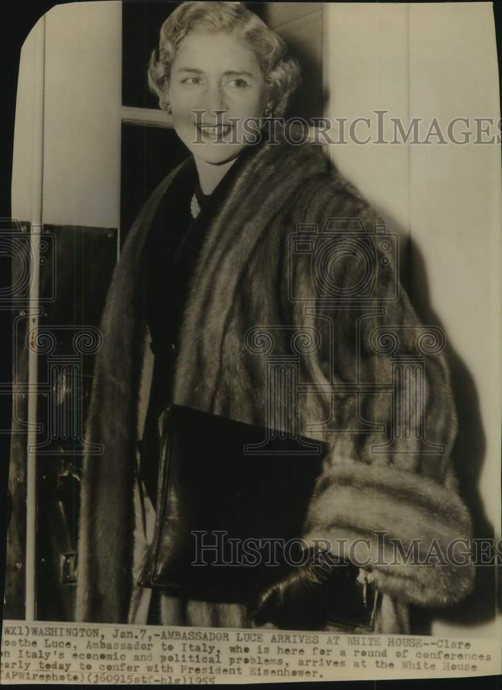 1955 Press Photo Italy Ambassador Clare Boothe Luce at White House, Washington