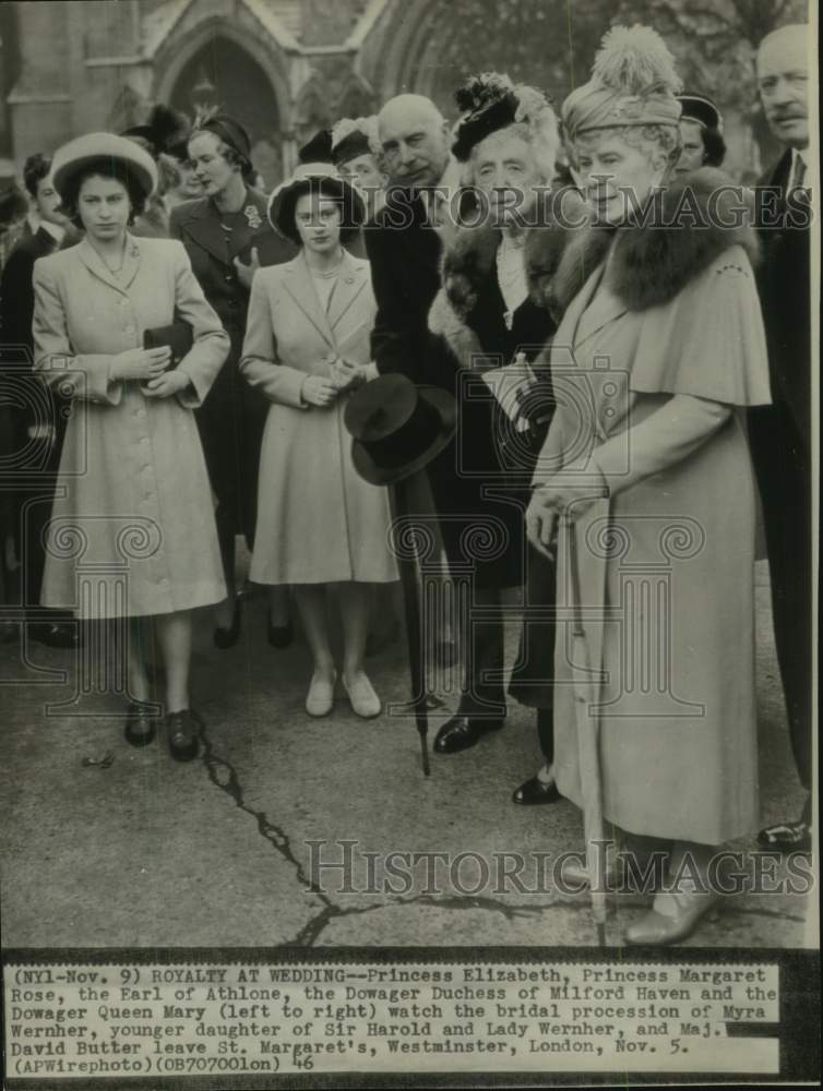 1946 Press Photo British Royal Family Attend Wedding at Westminster, London- Historic Images