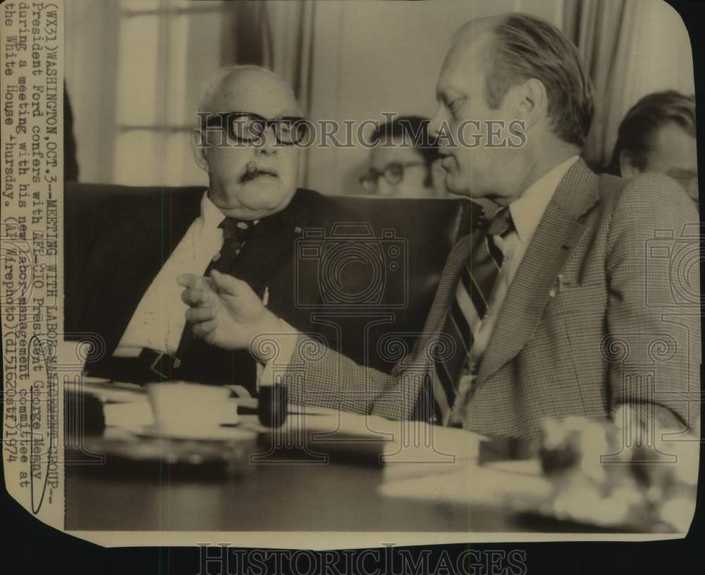 1974 Press Photo President Ford & AFL-CIO President George Meany ...