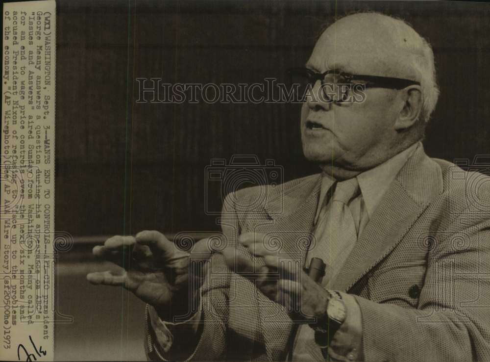 1973 Press Photo AFL-CIO President George Meany on ABC News Program, Washington- Historic Images