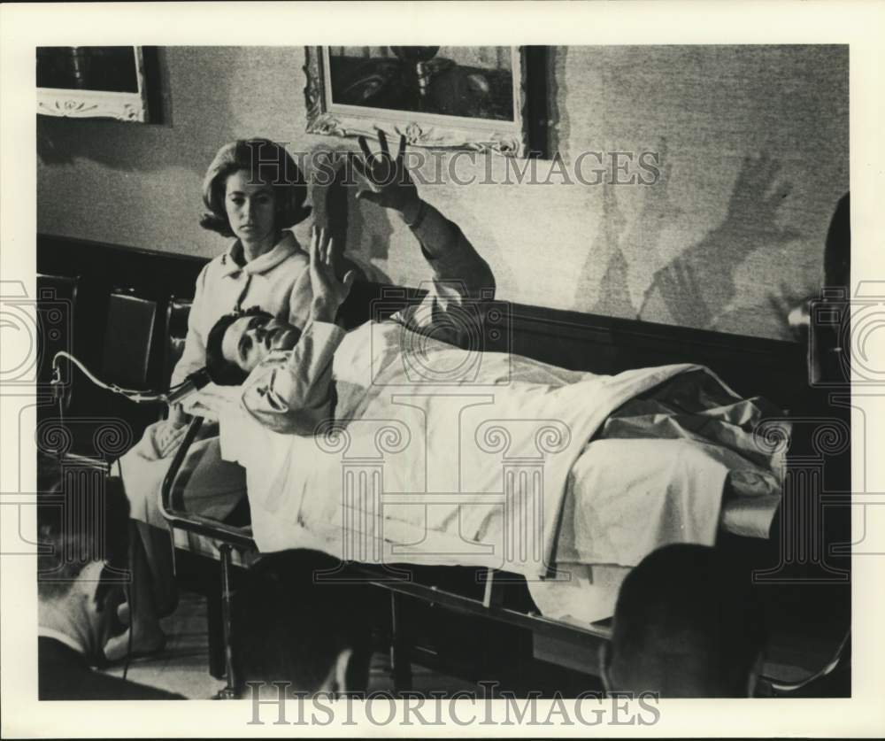 Press Photo Ted and John Kennedy in bedside press conference. - sax15653