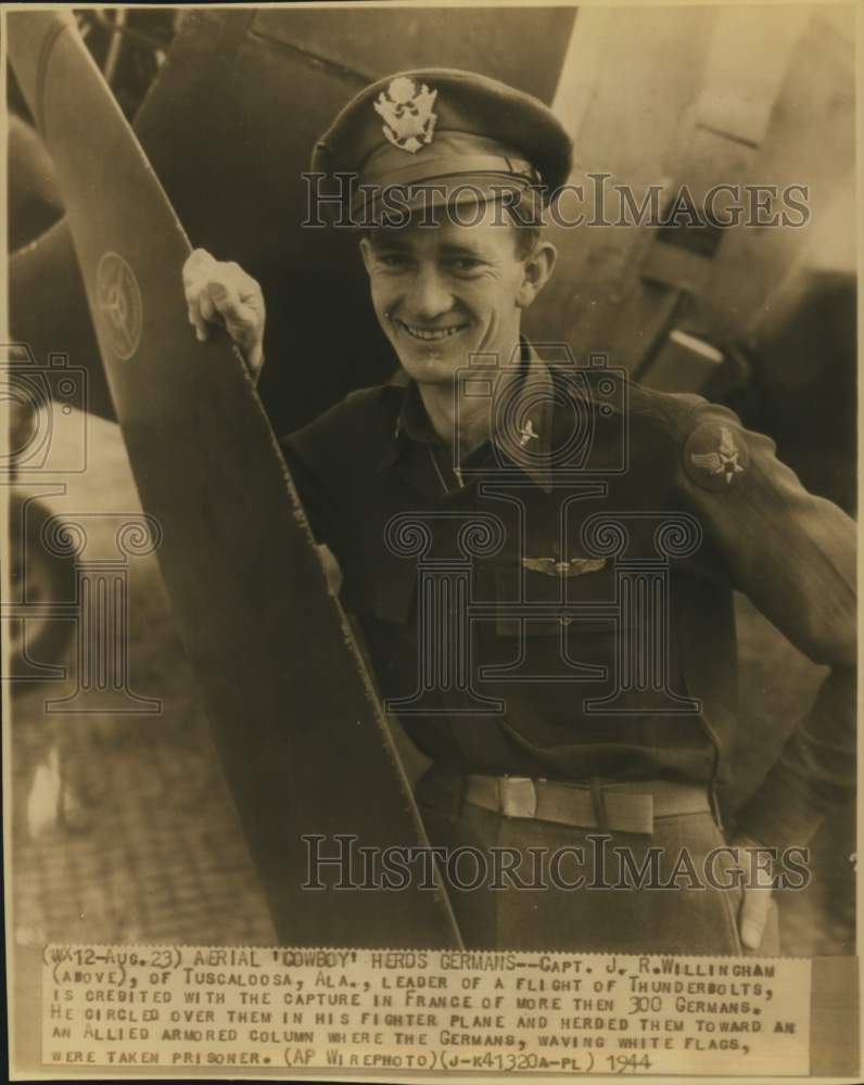 1944 Press Photo Captain J.R. Willingham, Leader of a flight of Thunderbolts