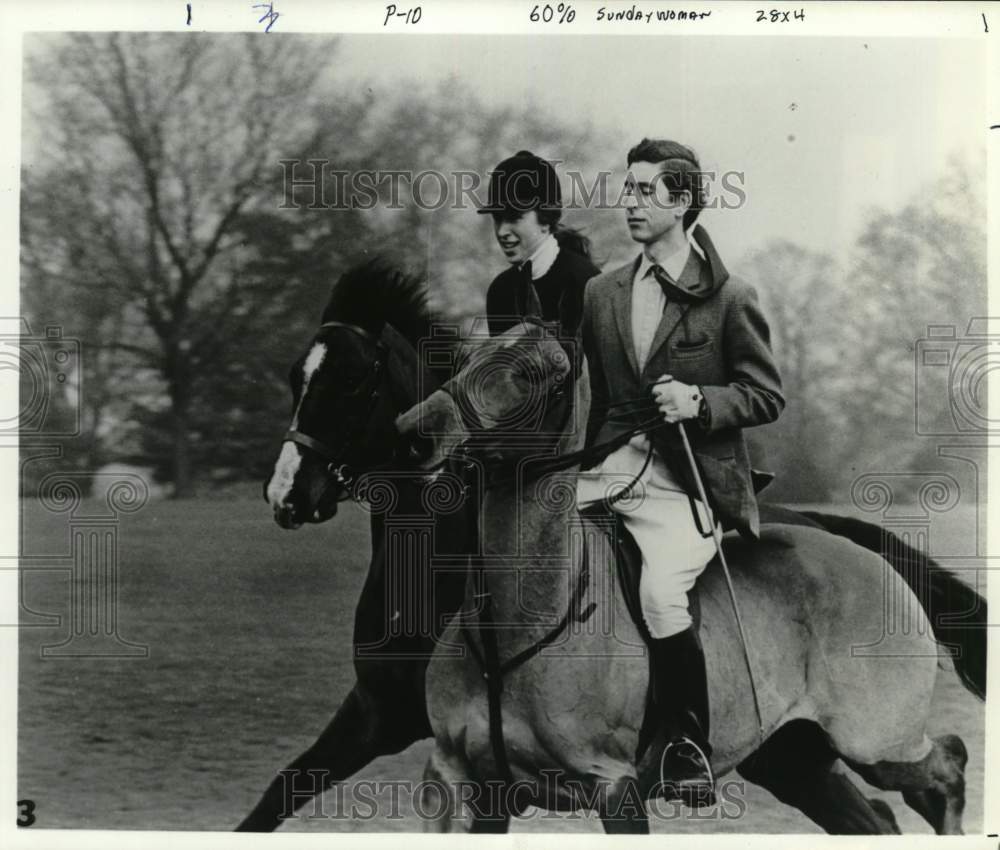 Press Photo Prince Charles & Princess Anne riding at Windsor - sax18304