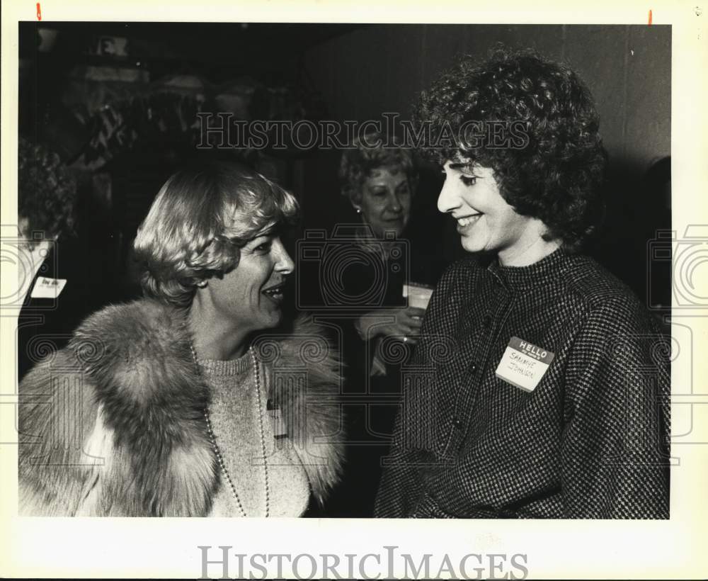 1985 Press Photo Peg Armstrong and Sammye Johnson at Citywide Network event, TX- Historic Images