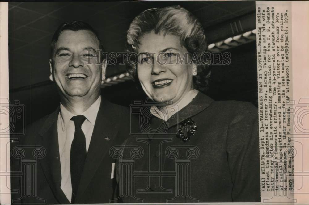 1956 Press Photo Former Governor Herman Talmadge and his wife Betty in Atlanta- Historic Images