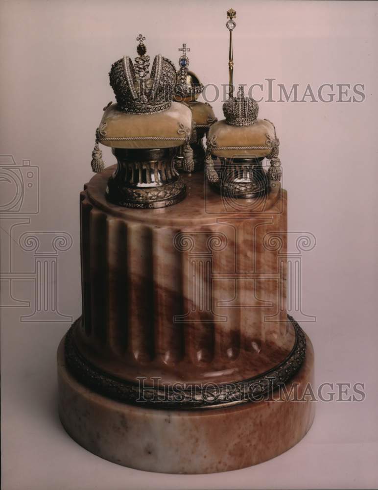 Press Photo Faberge Miniatures of Imperial Coronation Regalia - sax20651- Historic Images