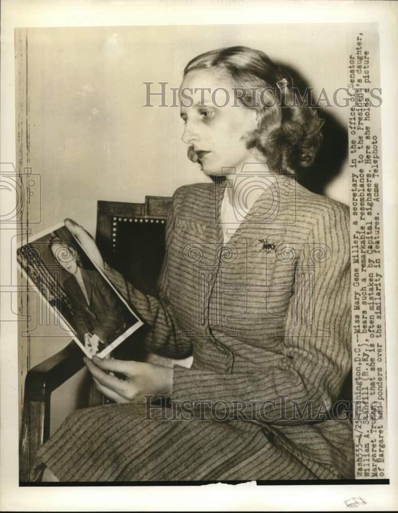 Press Photo Mary Gene Miller, secretary in office of Senator William Standfill- Historic Images