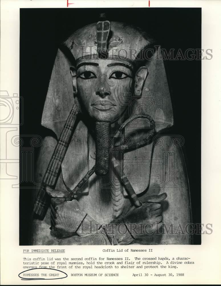 1988 Press Photo The Second coffin lid for Ramesses II showing crossed hands- Historic Images