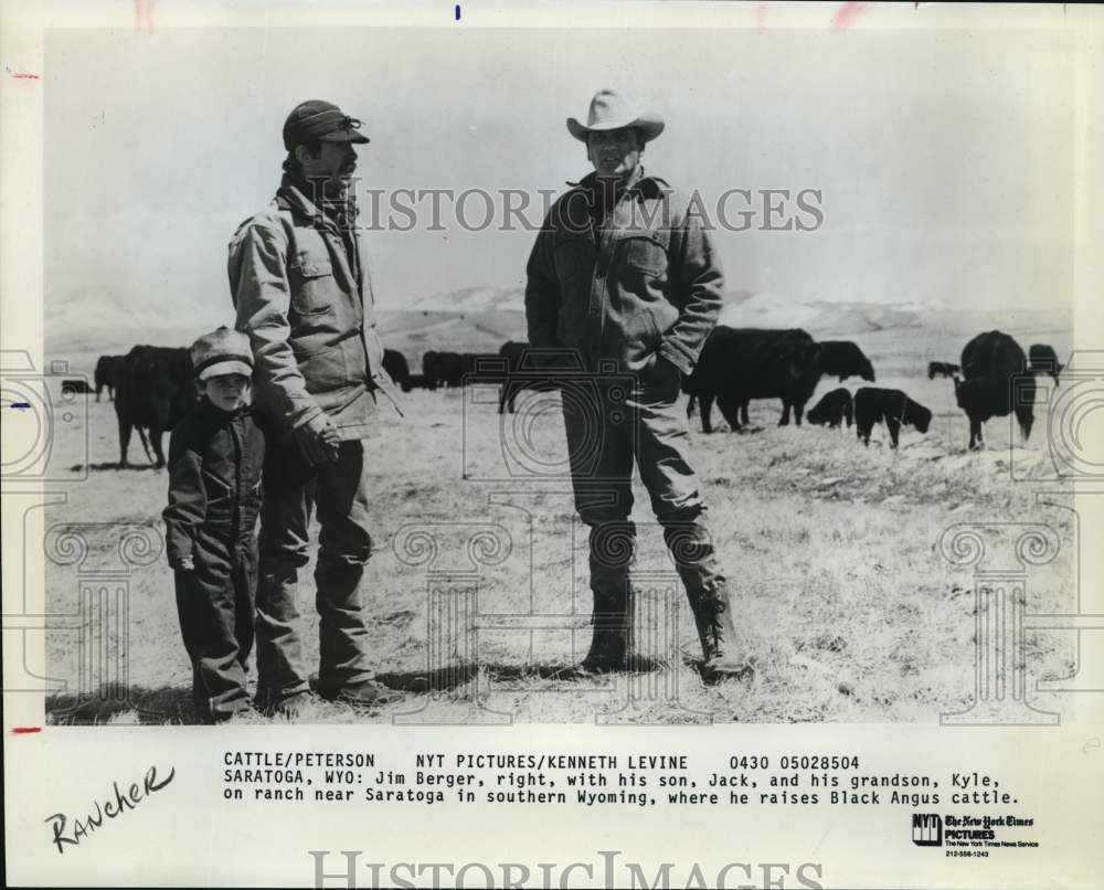 Press Photo Jim Berger & son Jack, grandson Kyle on ranch in southern Wyoming- Historic Images