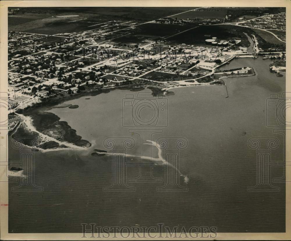 1957 Press Photo Aerial view of Port Lavaca in Texas - sax21334- Historic Images