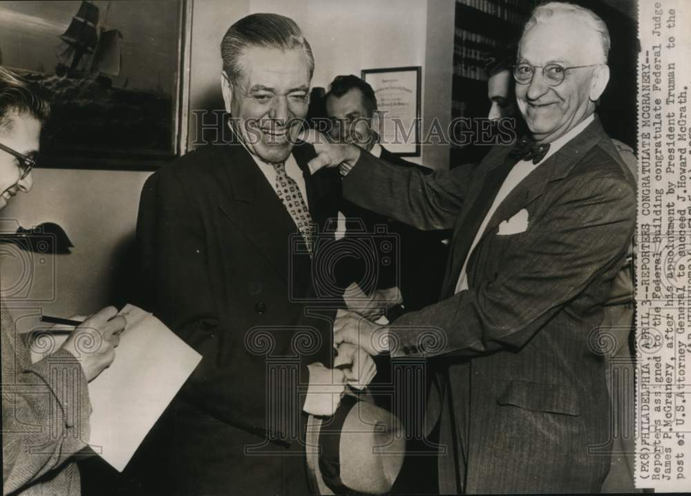 Press Photo Reporters congratulate Federal Judge McGranery in Philadelphia- Historic Images