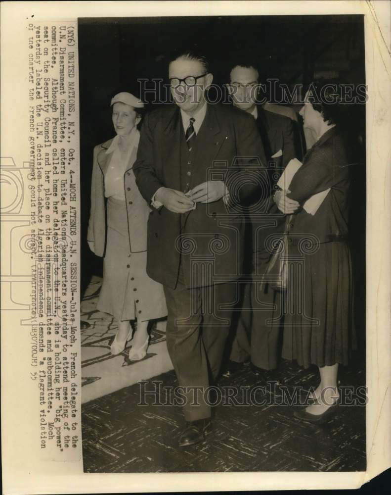 1955 Press Photo Jules Moch, French delegate to U.N. attends meeting in New York- Historic Images