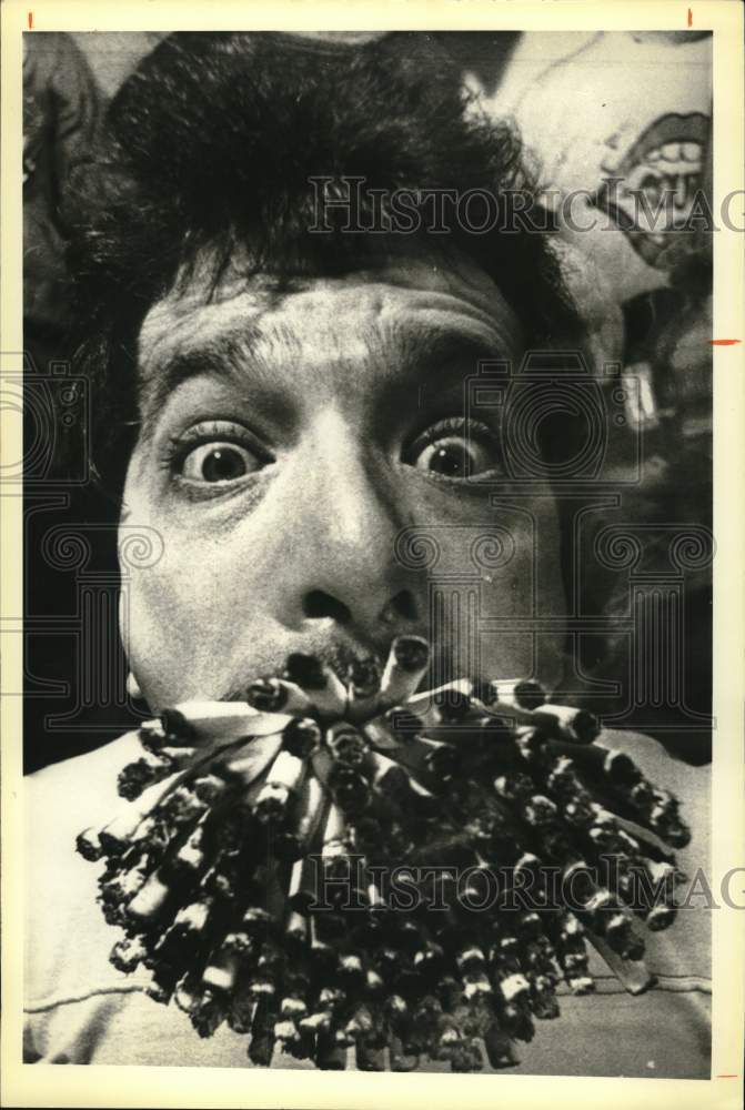 1984 Press Photo Jim Purol smoked 141 cigarettes at Great American Smokeout- Historic Images