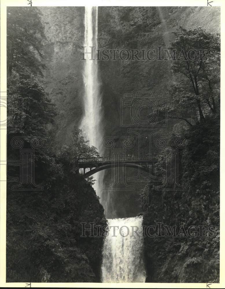 1983 Press Photo Multnomah Falls on Columbia River Gorge - sax23104