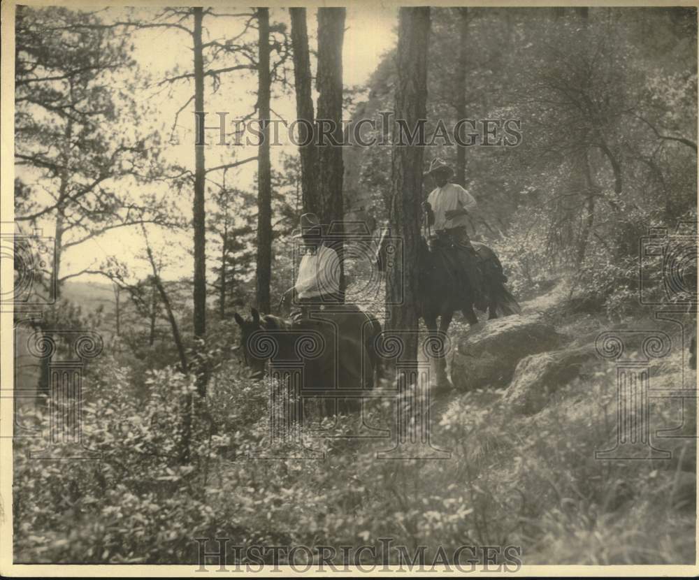 Press Photo Men horseback riding at state park - sax23808- Historic Images