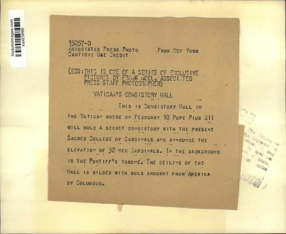 Press Photo Interior view of the Consistory Hall in the Vatican - sax23896