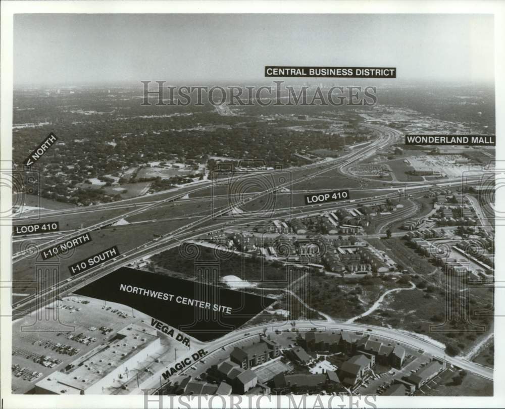 1983 Press Photo Aerial view of Vantage Cos. office-hotel project site- Historic Images