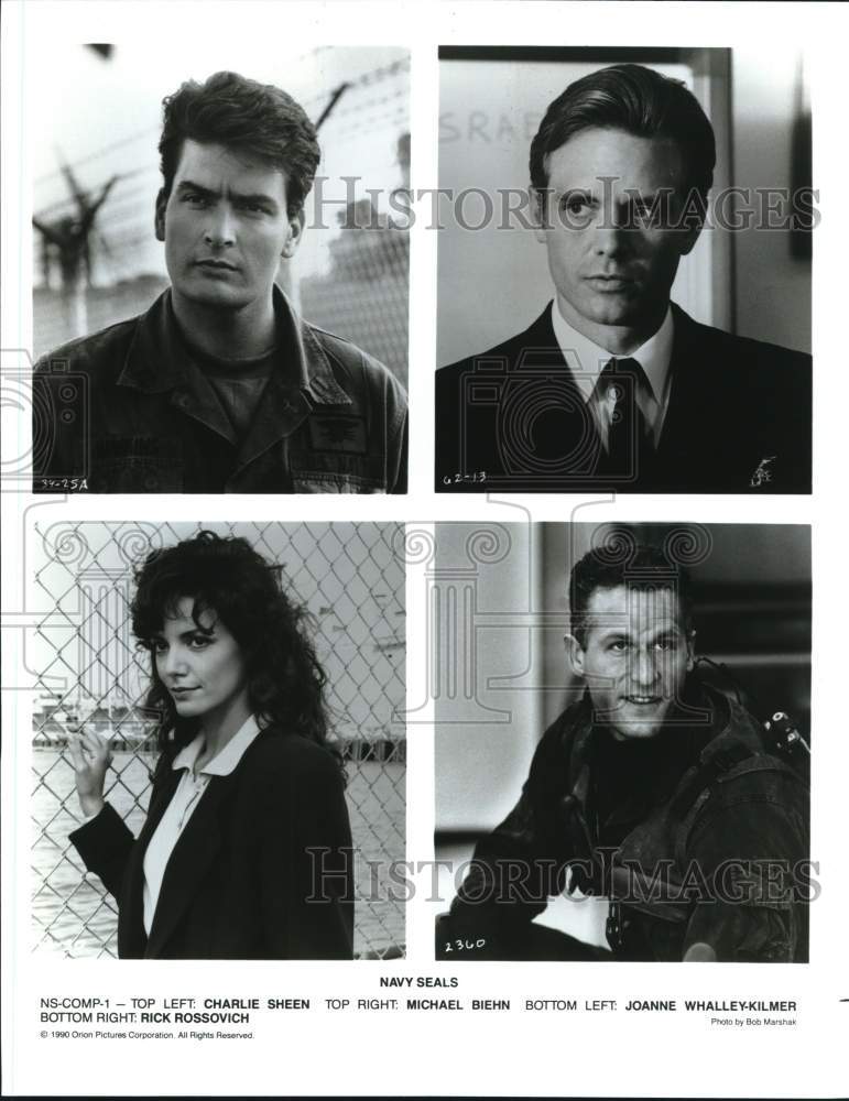 1990 Press Photo Charlie Sheen and Starring Actors in &quot;Navy Seals&quot; Movie- Historic Images