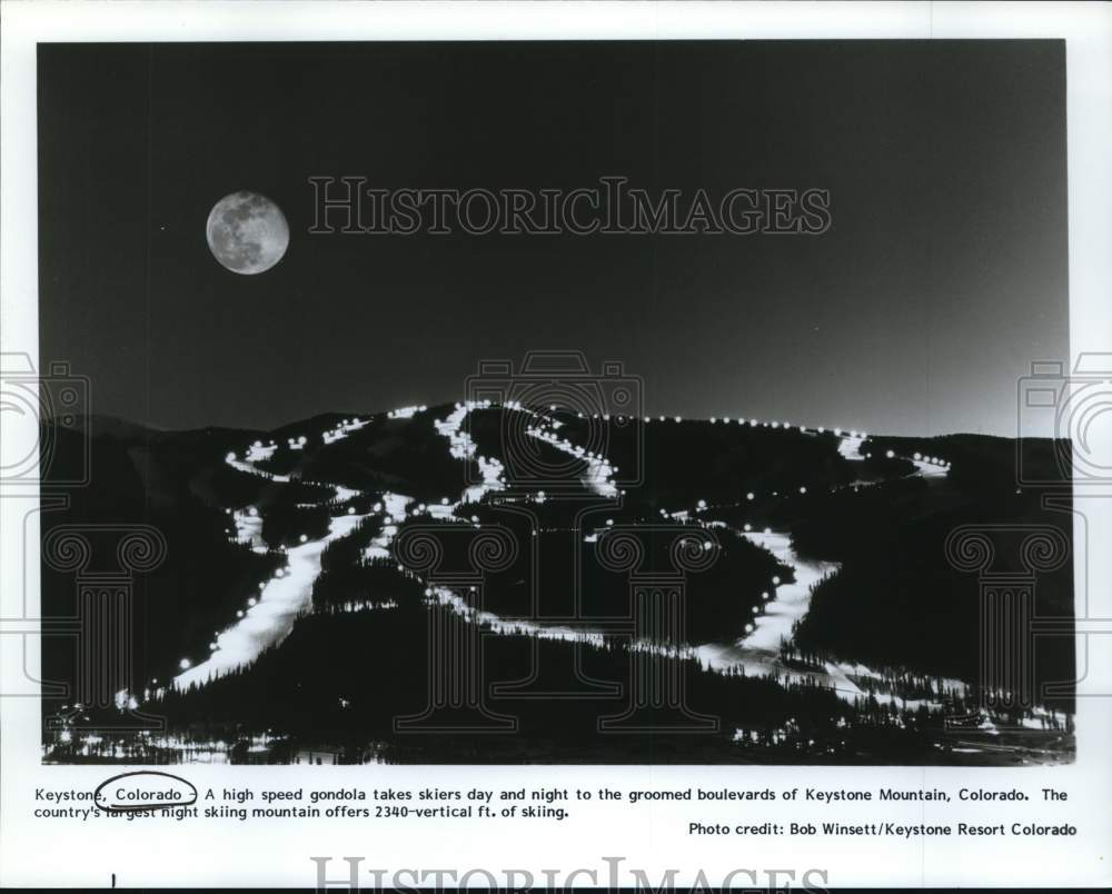 Press Photo Full Moon Over Keystone Mountain Ski Area in Keystone, Colorado- Historic Images