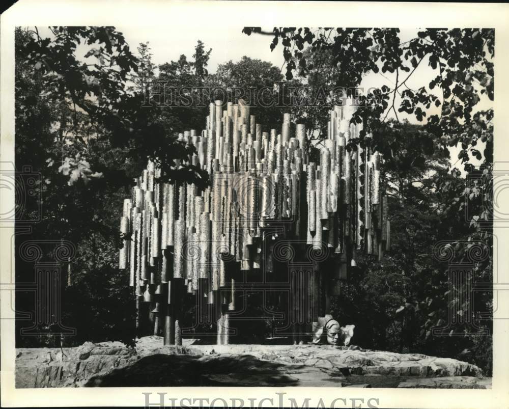 1967 Press Photo Tubular Sculpture by Eila Hiltunen, Memorial of Jean Sibelius- Historic Images