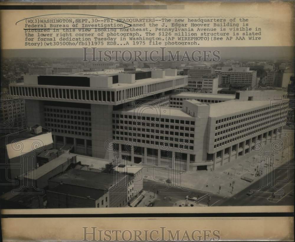 1975 Press Photo Federal Bureau of Investigation Headquarters in Washington- Historic Images