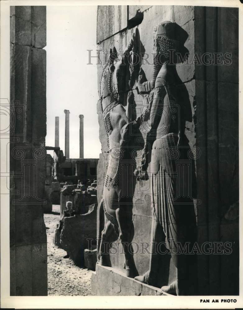 Press Photo Stone Relief Statue in Persepolis, Iran - sax28864
