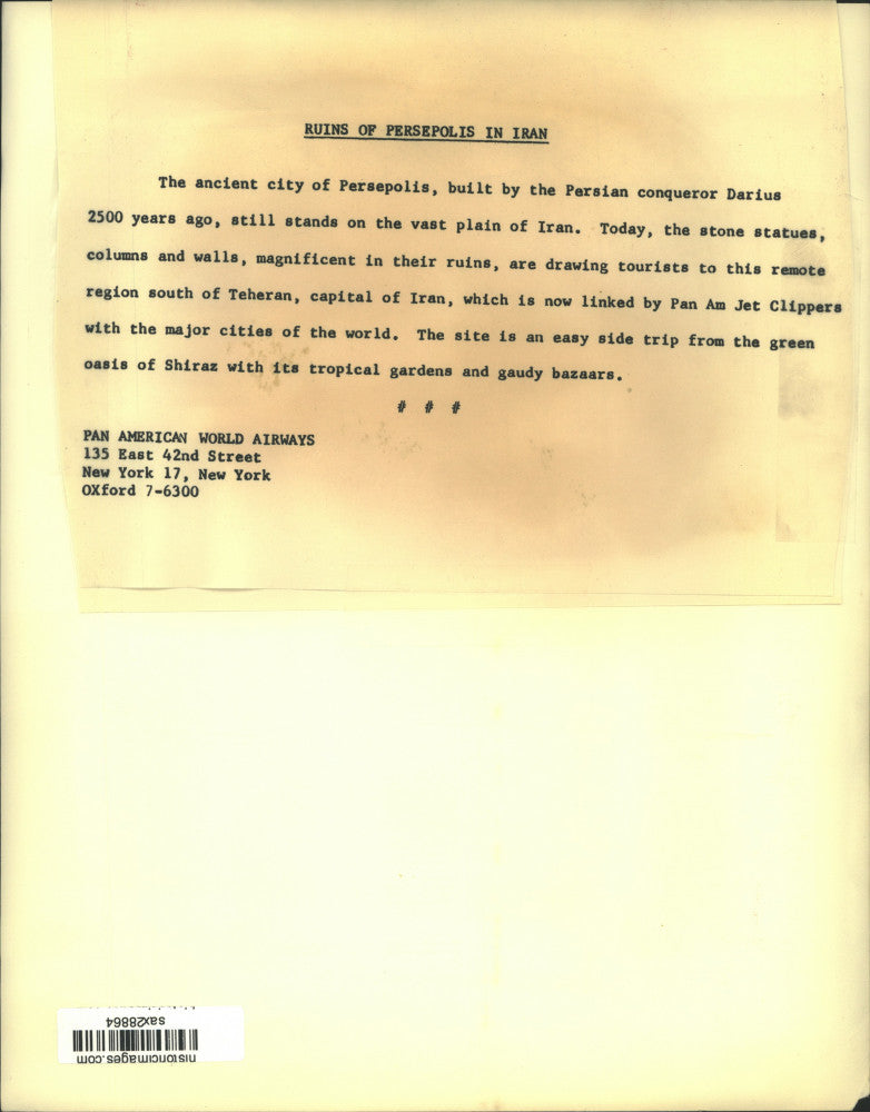 Press Photo Stone Relief Statue in Persepolis, Iran - sax28864