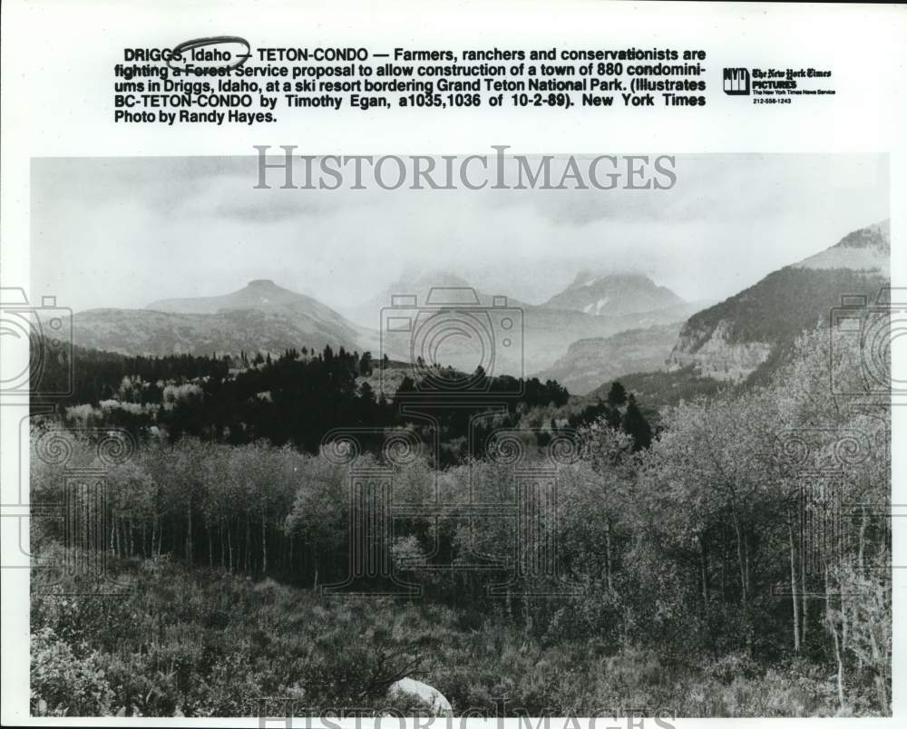 1989 Press Photo Mountains in Driggs, Idaho Near Grand Teton National Park- Historic Images