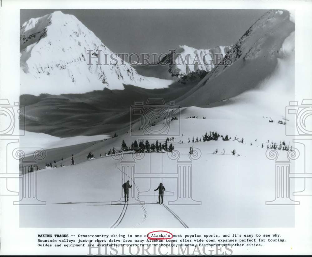 Press Photo Cross Country Skiers at Mountain Valley in Alaska - sax30905- Historic Images