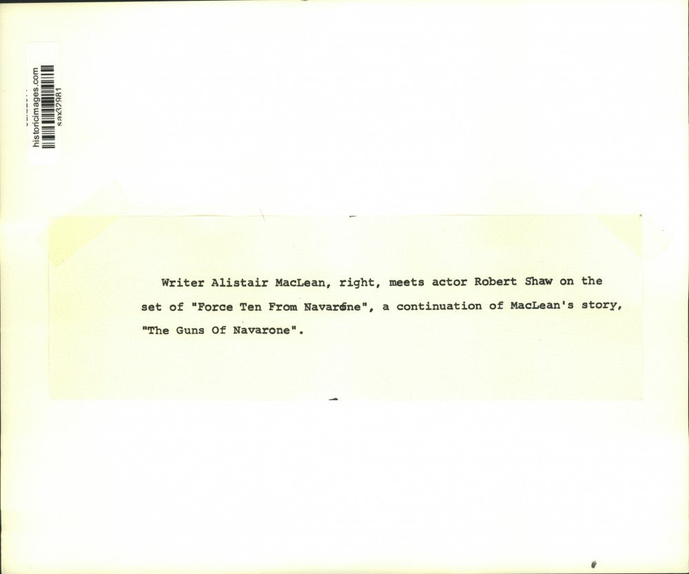 Press Photo Alistair MacLean & Robert Shaw on set of "Force Ten From Navarone"