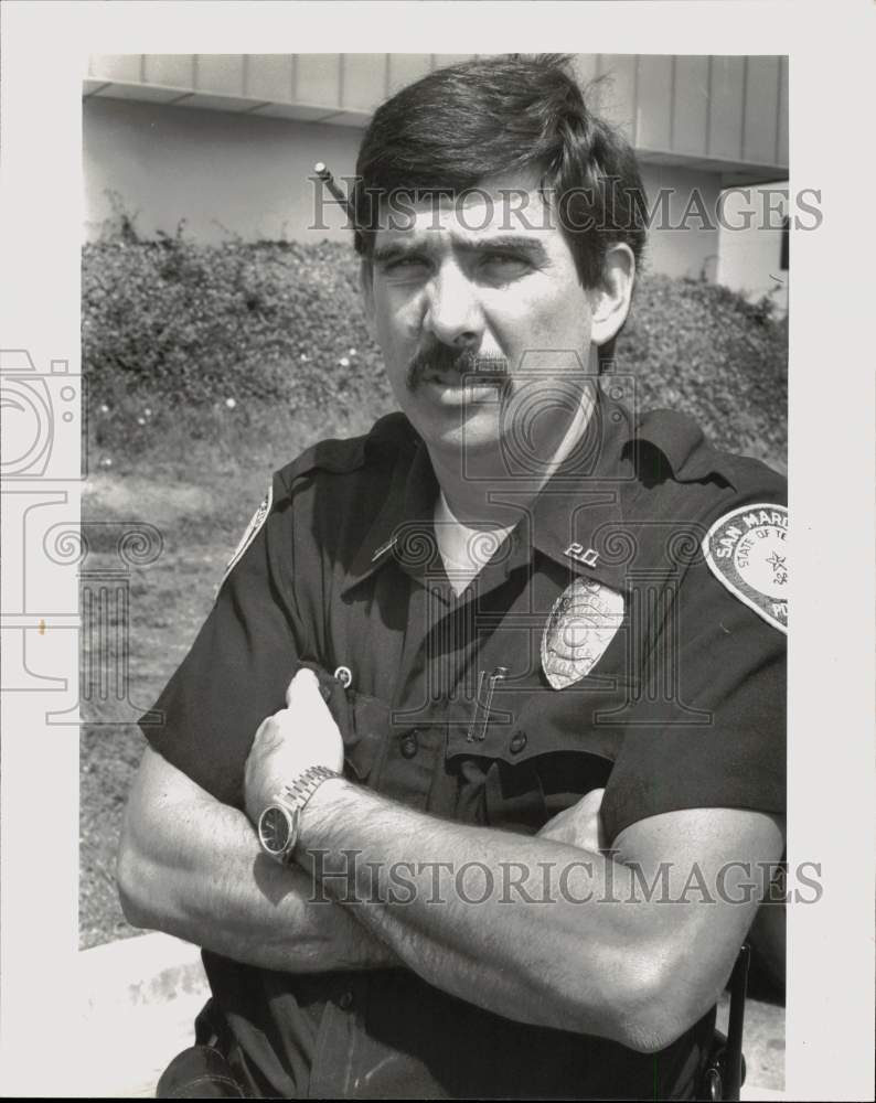 1987 Press Photo Bryan Hoot, San Marcos policeman accused of sexual assault, TX- Historic Images