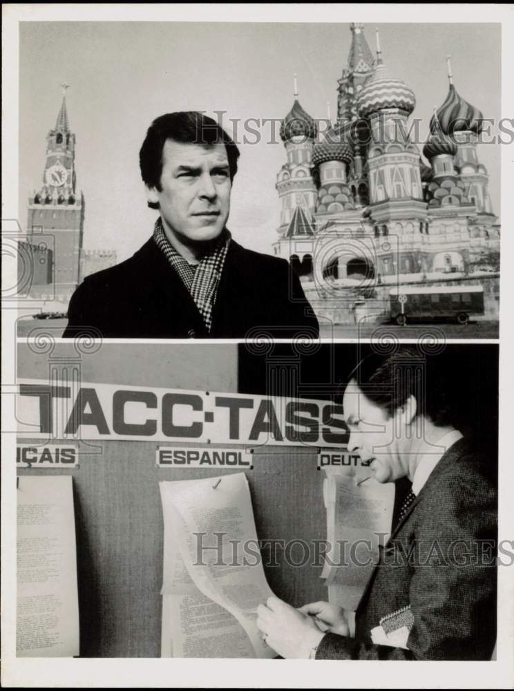 Press Photo Peter Jennings in front of St. Basil's Cathedral in Moscow