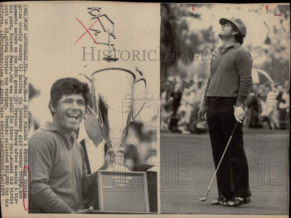 1973 Press Photo Lee Trevino wins Inverrary golf tourney in Fort Lauderdale, FL- Historic Images