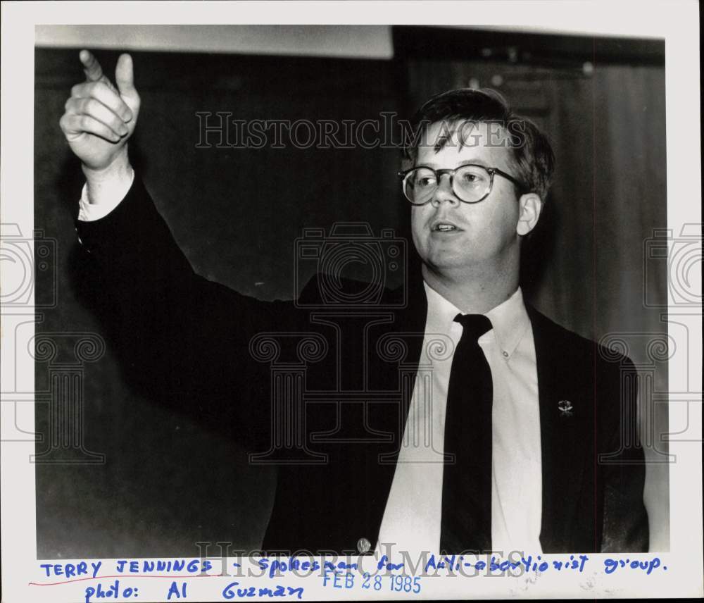 1985 Press Photo Terry Jennings, Anti-abortionist group speaker Texas- Historic Images