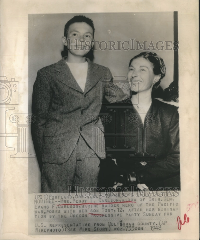 1948 Press Photo Peggy Carlson, nominated by Oregon Progressive Party for US Rep- Historic Images