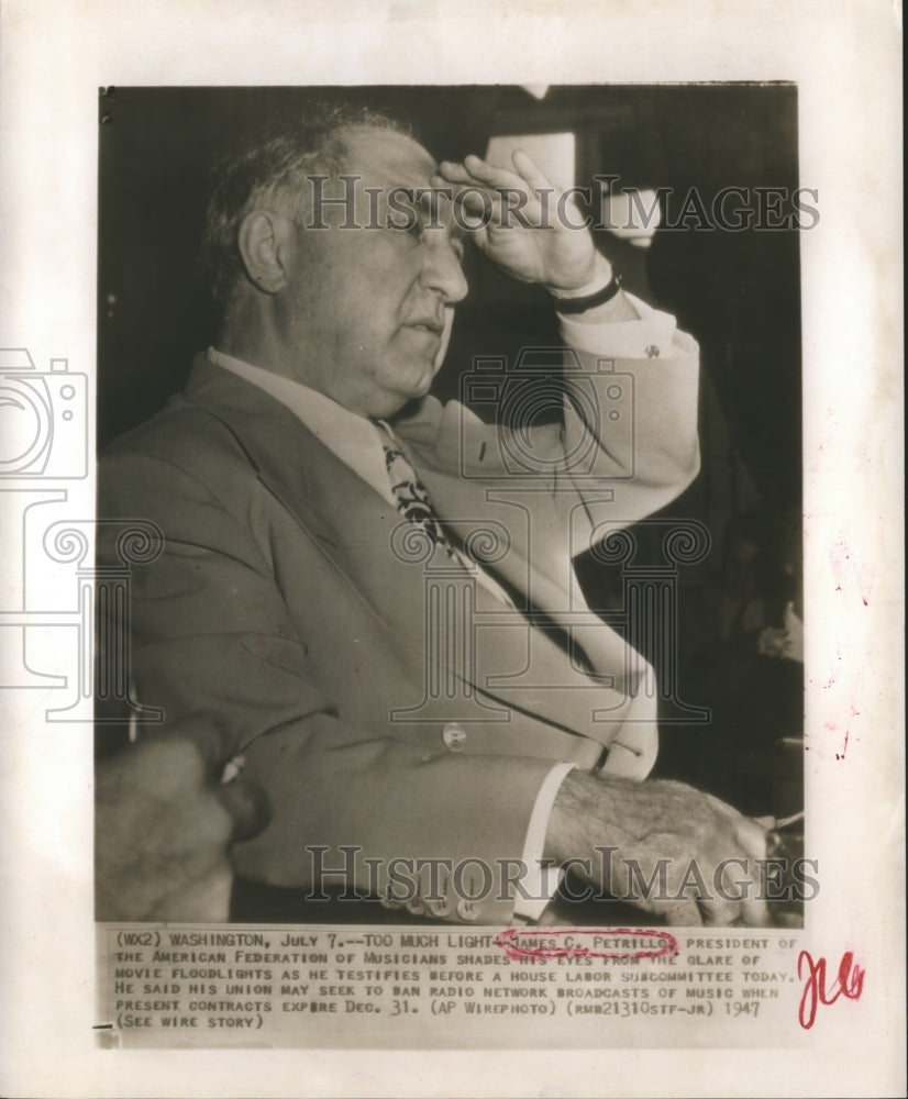 1947 Press Photo James C. Petrillo President of The American Fed. of Musicians