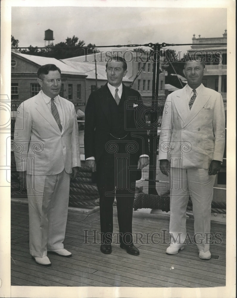 1940 Press Photo R/Adm.John W.Greenslade,Brig Gen.J.L. Devers, William H Beck.
