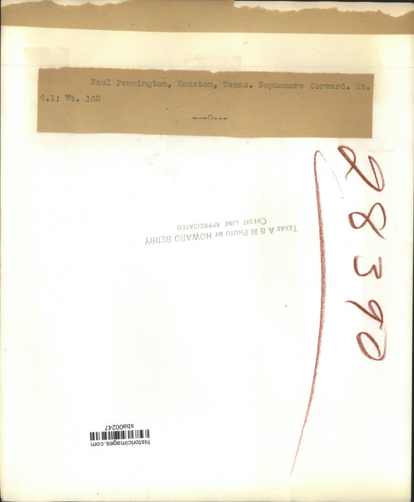 1901 Press Photo Paul Pennington, Houston Texas Sophomore forward. - sba00247