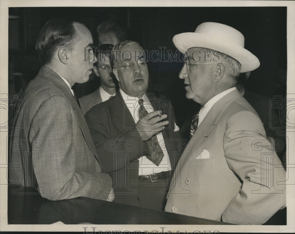 1946 Press Photo James Petrillo, Joseph Padway & J. Albert Wollat in Court- Historic Images