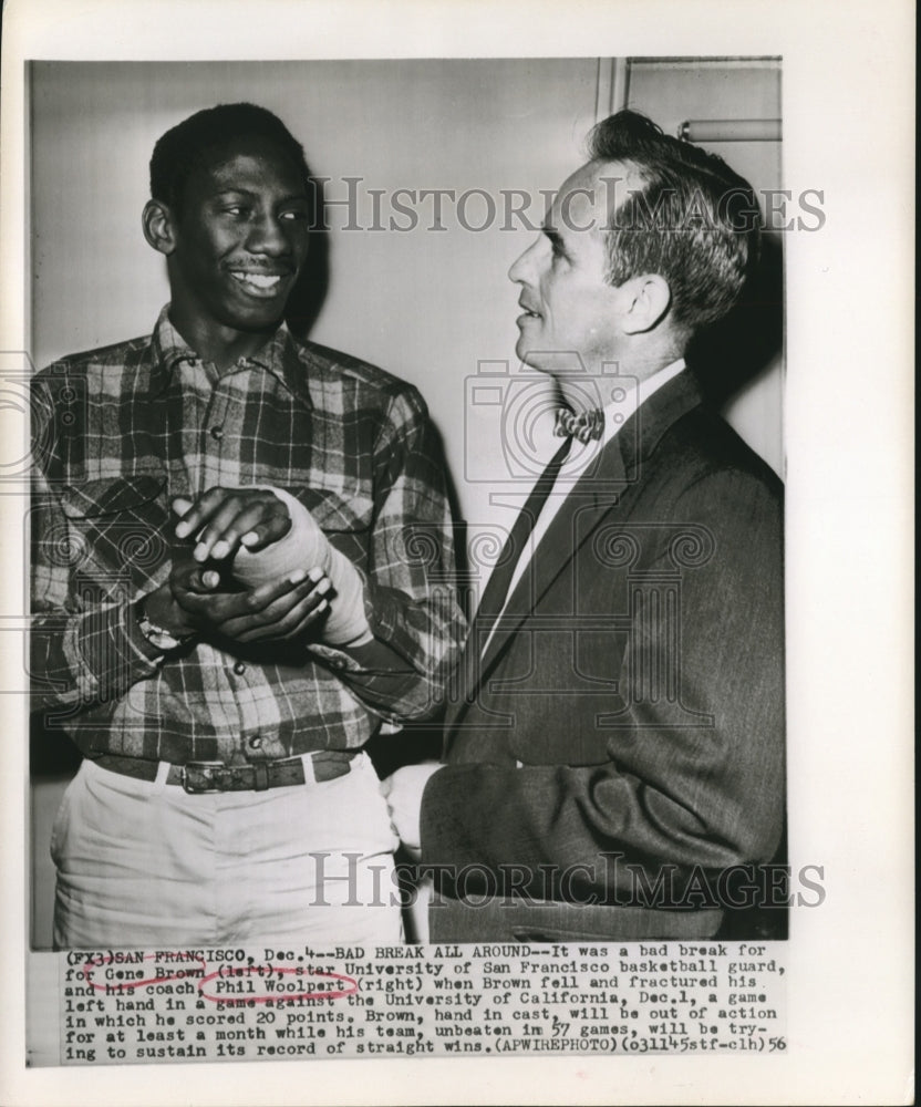 1956 Press Photo Gene Brown University of San Francisco Guard and his coach- Historic Images