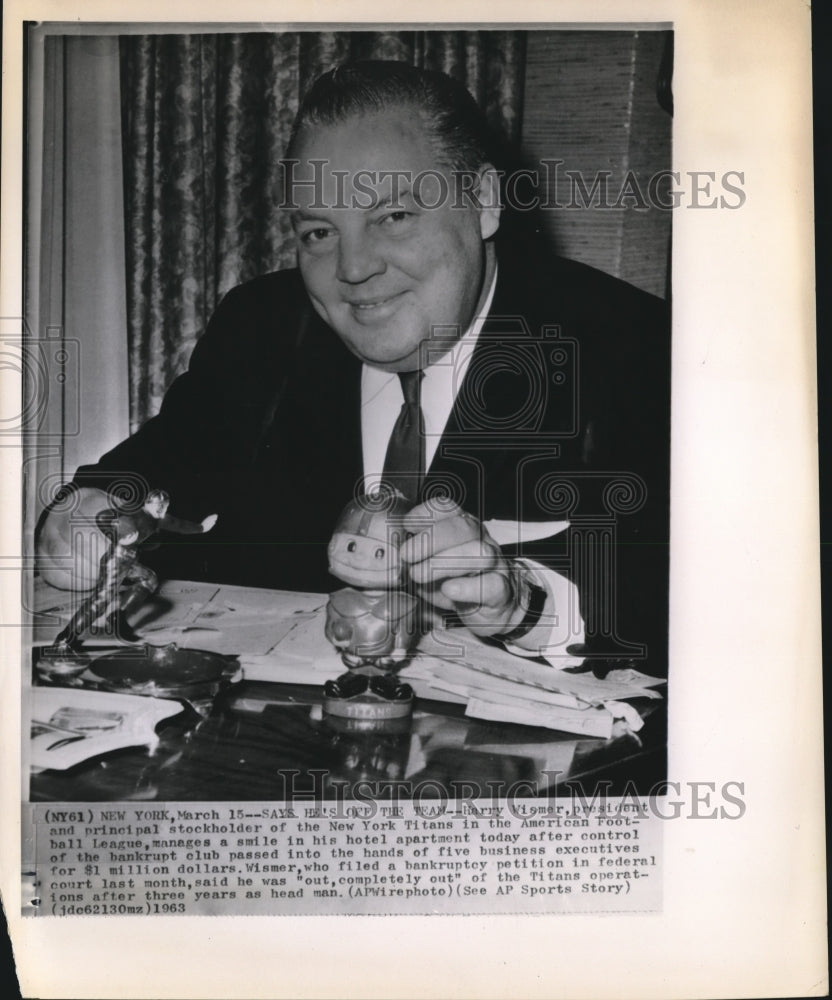 1963 Press Photo Harry Wismer President &amp; Stockholder of New York Titans- Historic Images