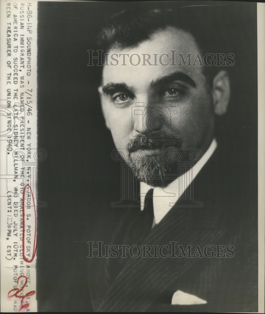 1946 Press Photo Jacob S. Potofsky President of Old Amalgamated Clothing Workers